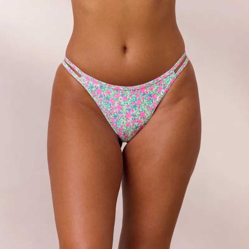 Twin Strap Cheeky Bikini Thong - Sweet Pea sold by Lounge Underwear