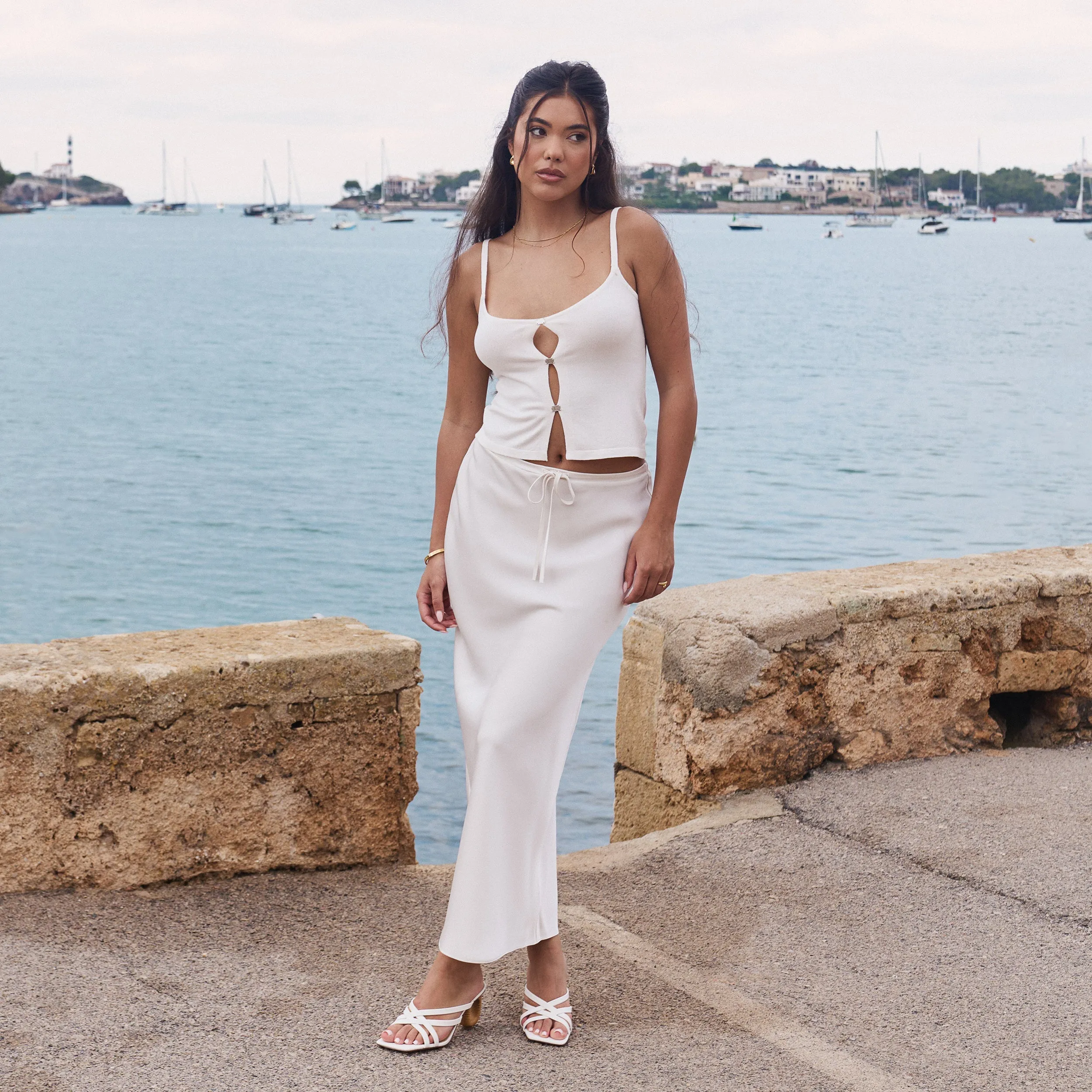 Satin Maxi Skirt - Off White sold by Lounge Underwear