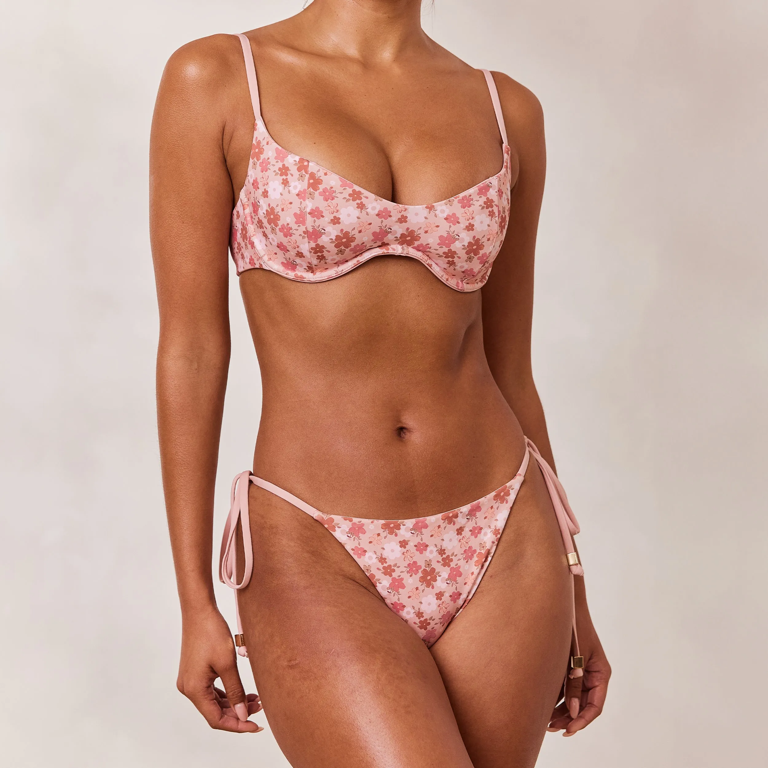 Reversible Tie Side Bikini Thong - Pink/Floral sold by Lounge Underwear product image thumbnail 5
