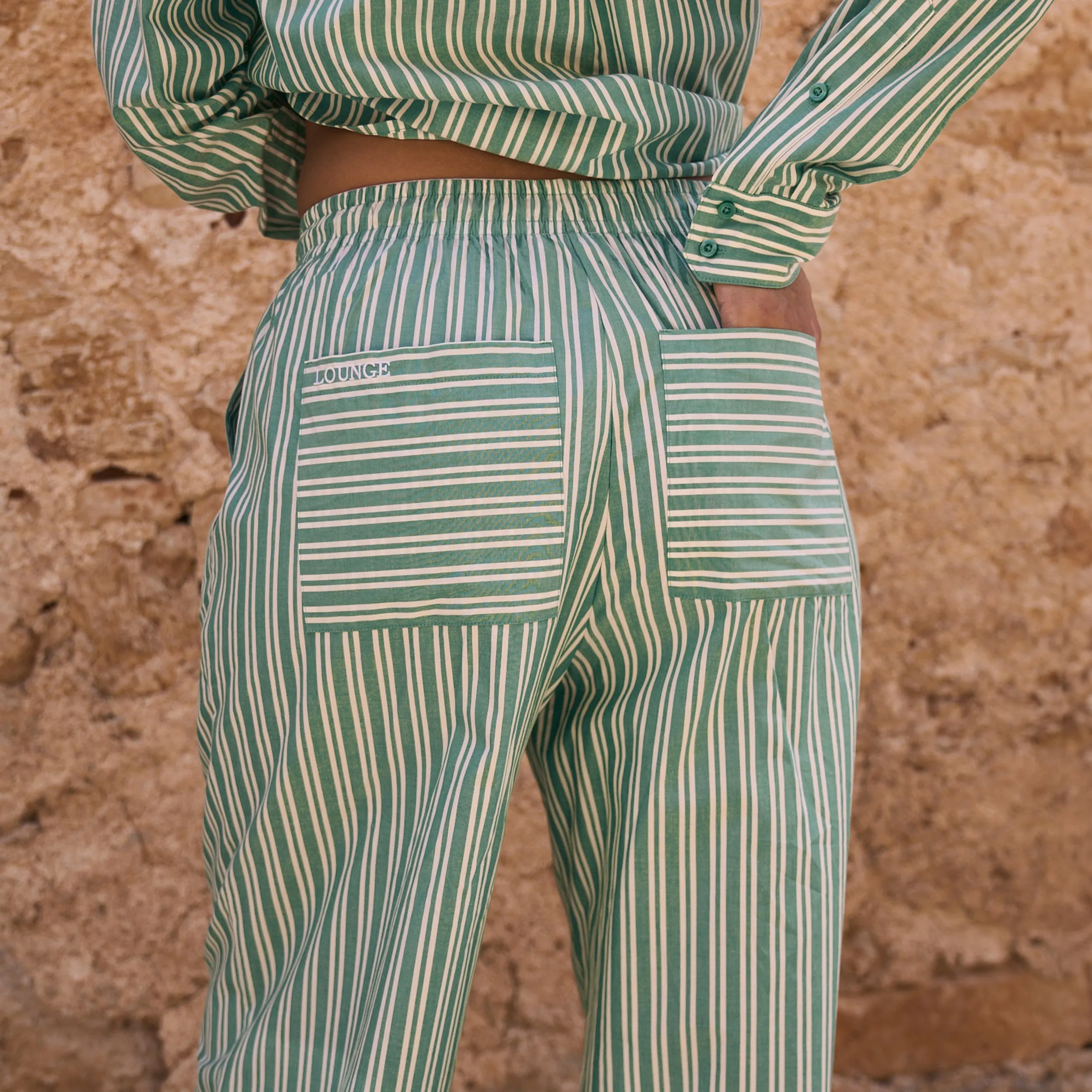 Pinstripe Trousers - Green sold by Lounge Underwear product image thumbnail 3
