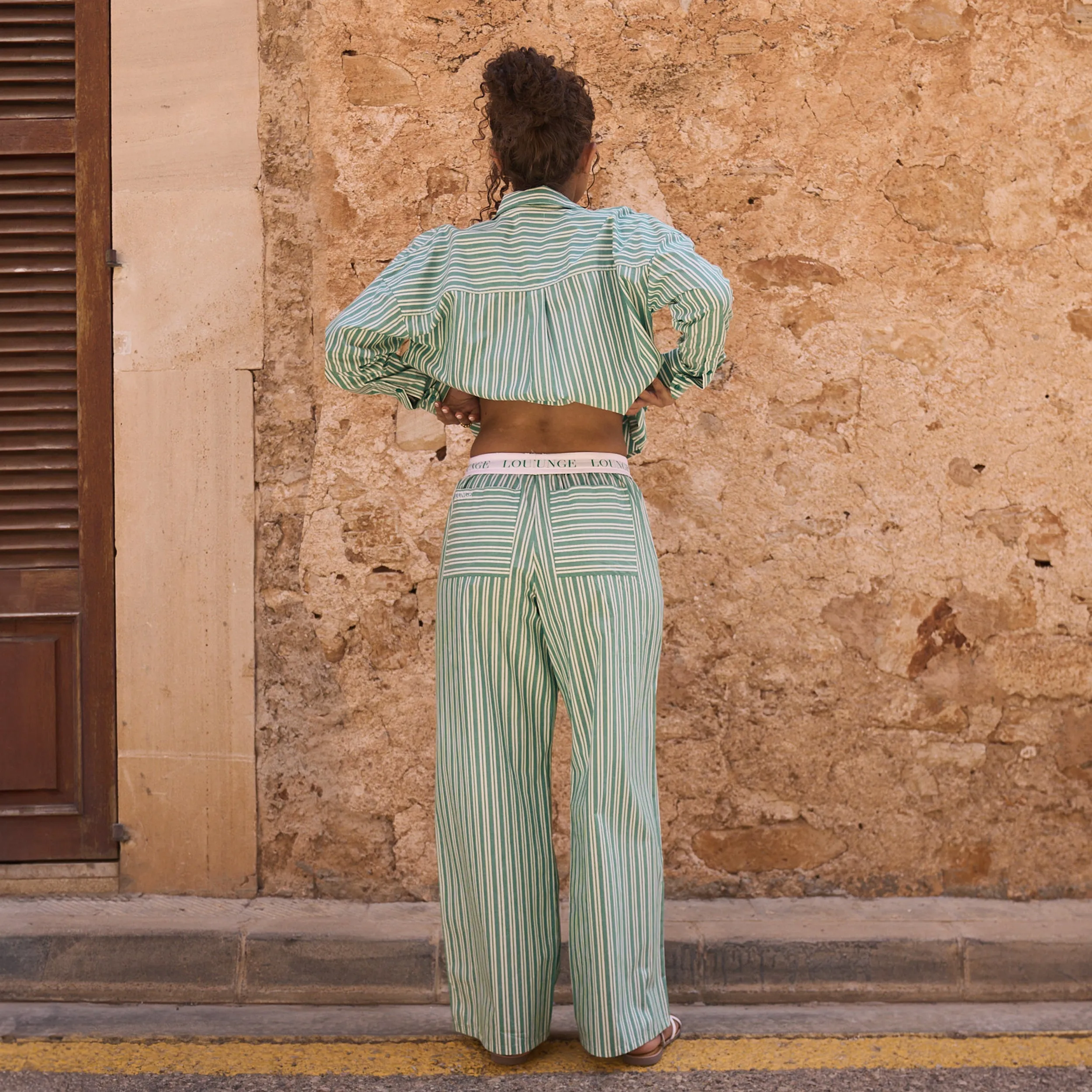 Pinstripe Trousers - Green sold by Lounge Underwear product image thumbnail 5