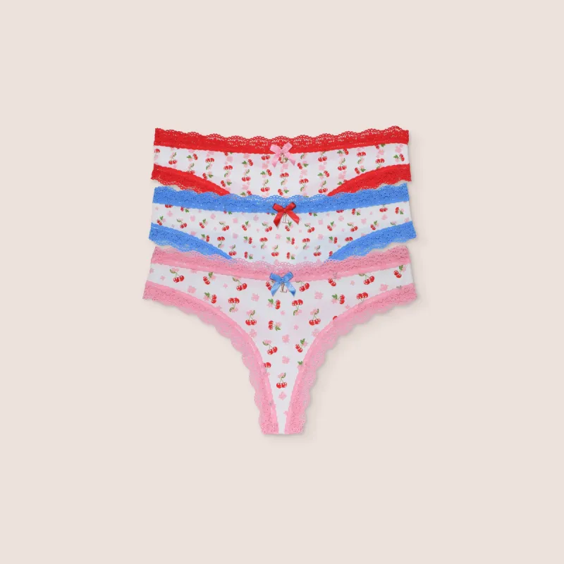 Cherry Print Thongs (3 Pack) - Multi sold by Lounge Underwear