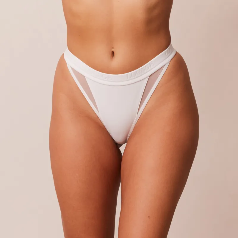 Contour Mesh Thong - White sold by Lounge Underwear