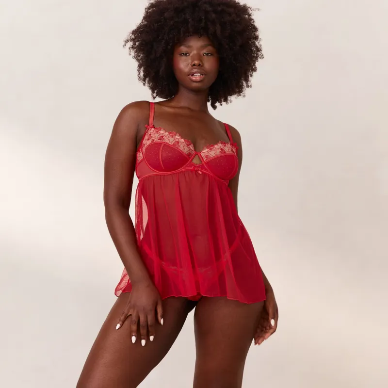 Isadora Babydoll (Set) - Maroon sold by Lounge Underwear