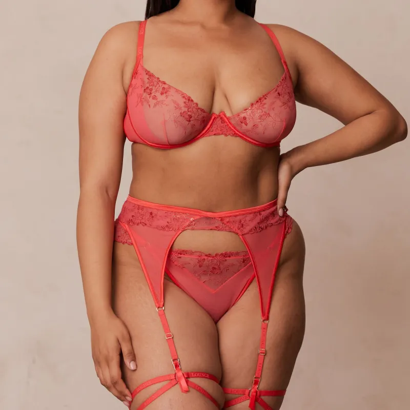 Vixen Intimates Briefs & Suspender Belt (Set) - Cherry sold by Lounge Underwear