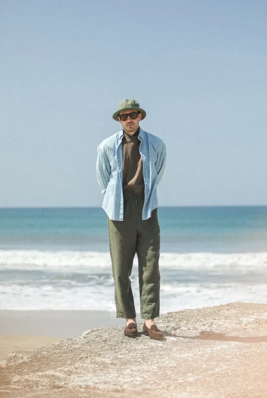 Beach Pant - Lin Khaki made by Drapeau noir