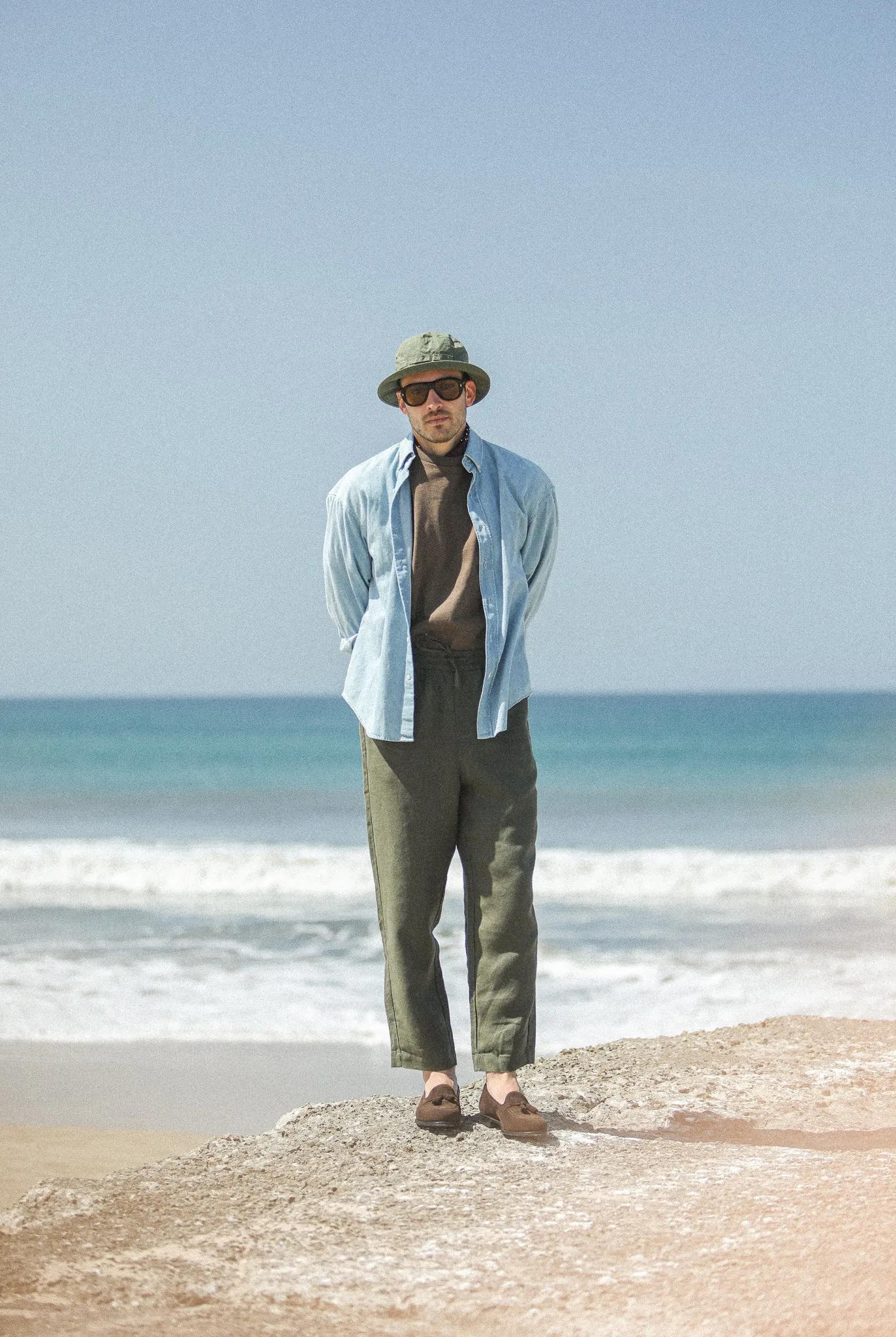 Beach Pant - Lin Khaki sold by Drapeau noir
