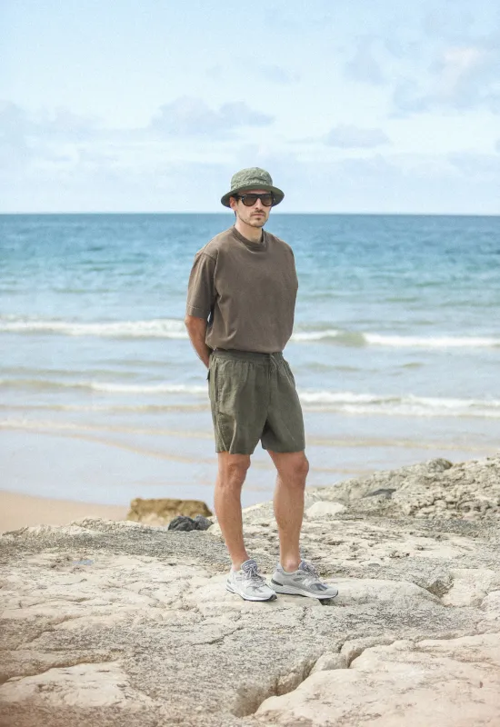 Beach Short Lin Khaki made by Drapeau noir