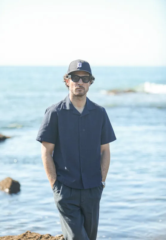 Chemise Homme Seersucker Navy - Modern Fit made by Drapeau noir