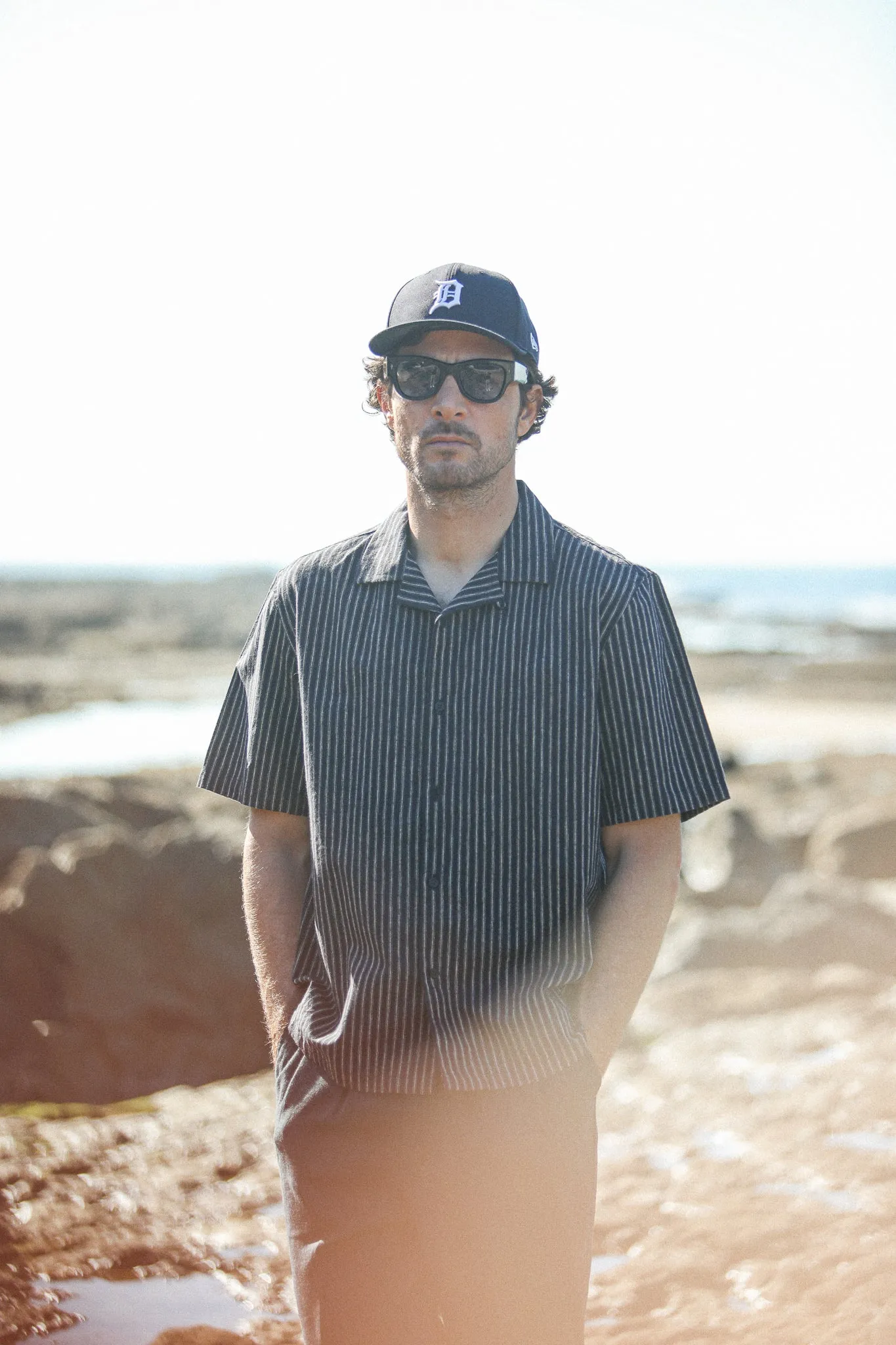 Camp Collar Stripes Navy - Modern Fit sold by Drapeau noir