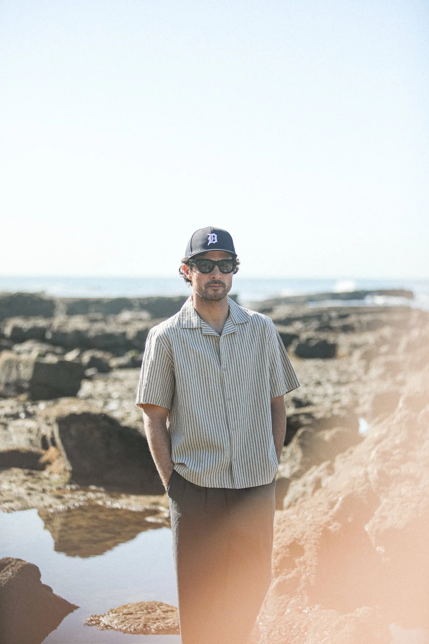 Camp Collar Stripes Beige - Modern Fit sold by Drapeau noir