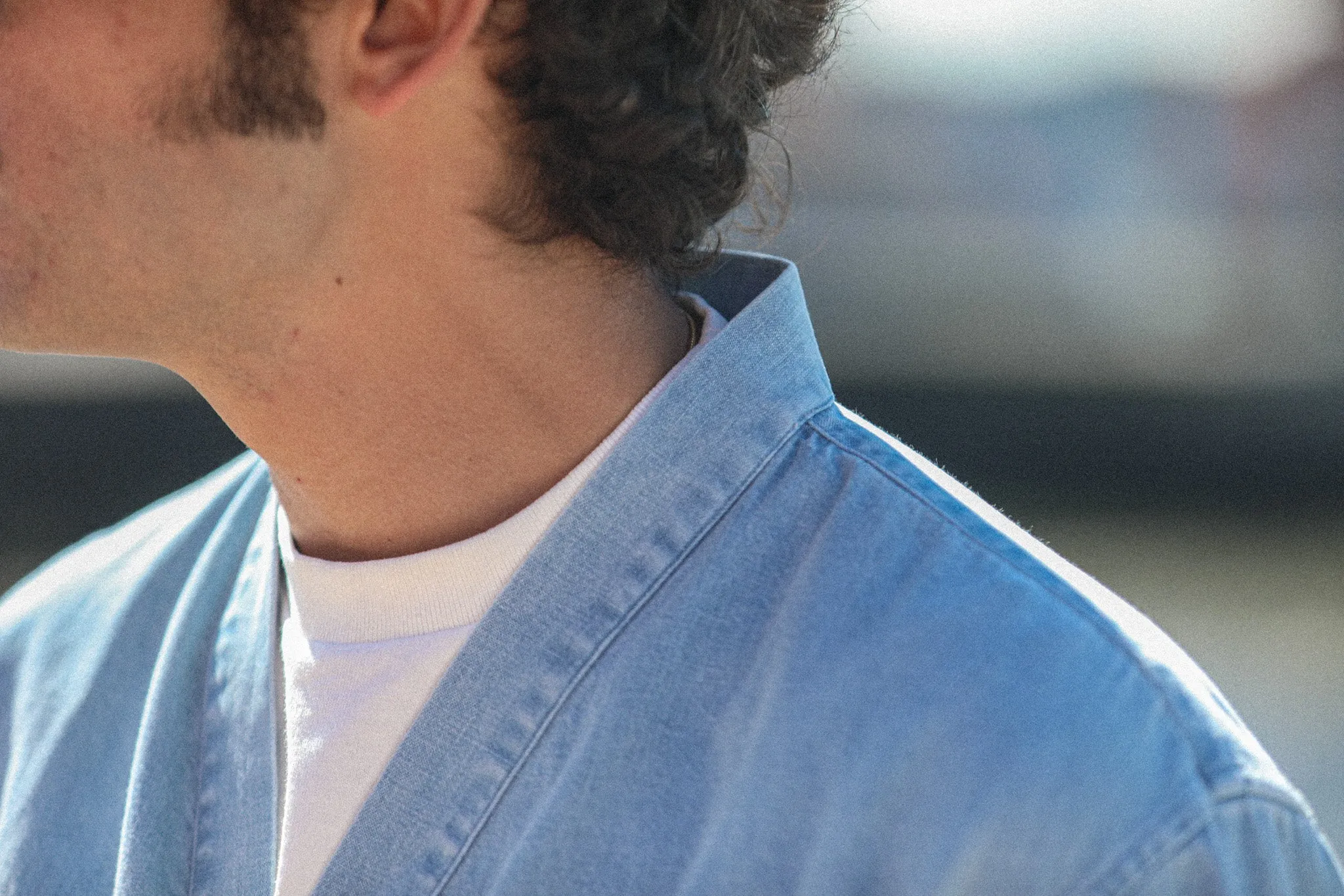 Cardigan Shirt Japanese Denim Bleach sold by Drapeau noir product image thumbnail 5