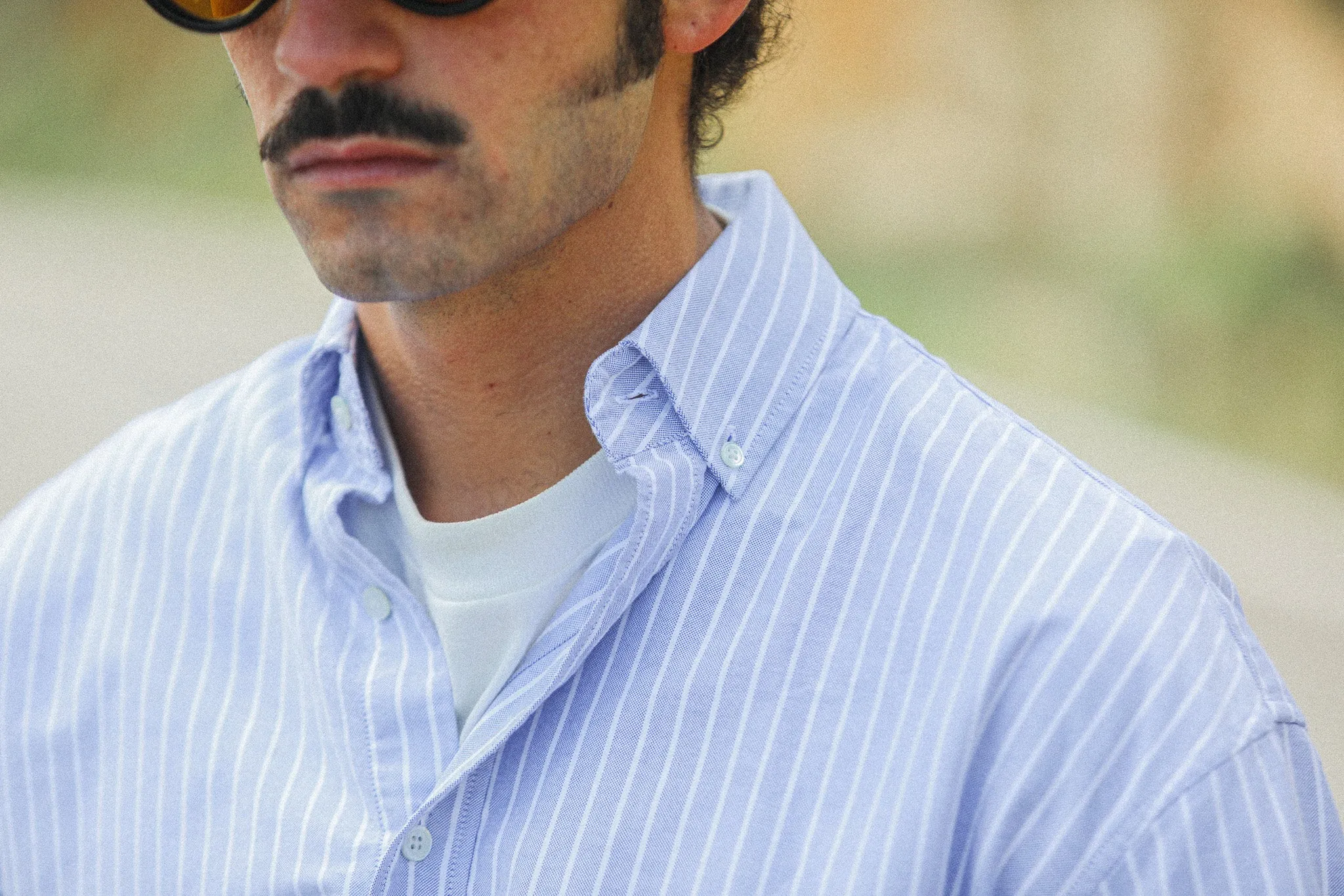 Chemise Oxford Rayures Larges Bleue - Modern Fit sold by Drapeau noir product image thumbnail 5