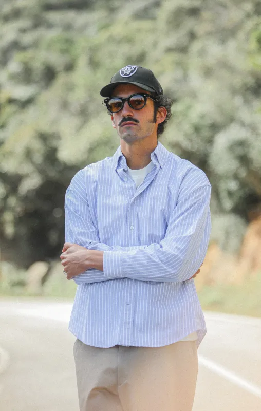 Chemise Oxford Rayures Larges Bleue - Modern Fit made by Drapeau noir