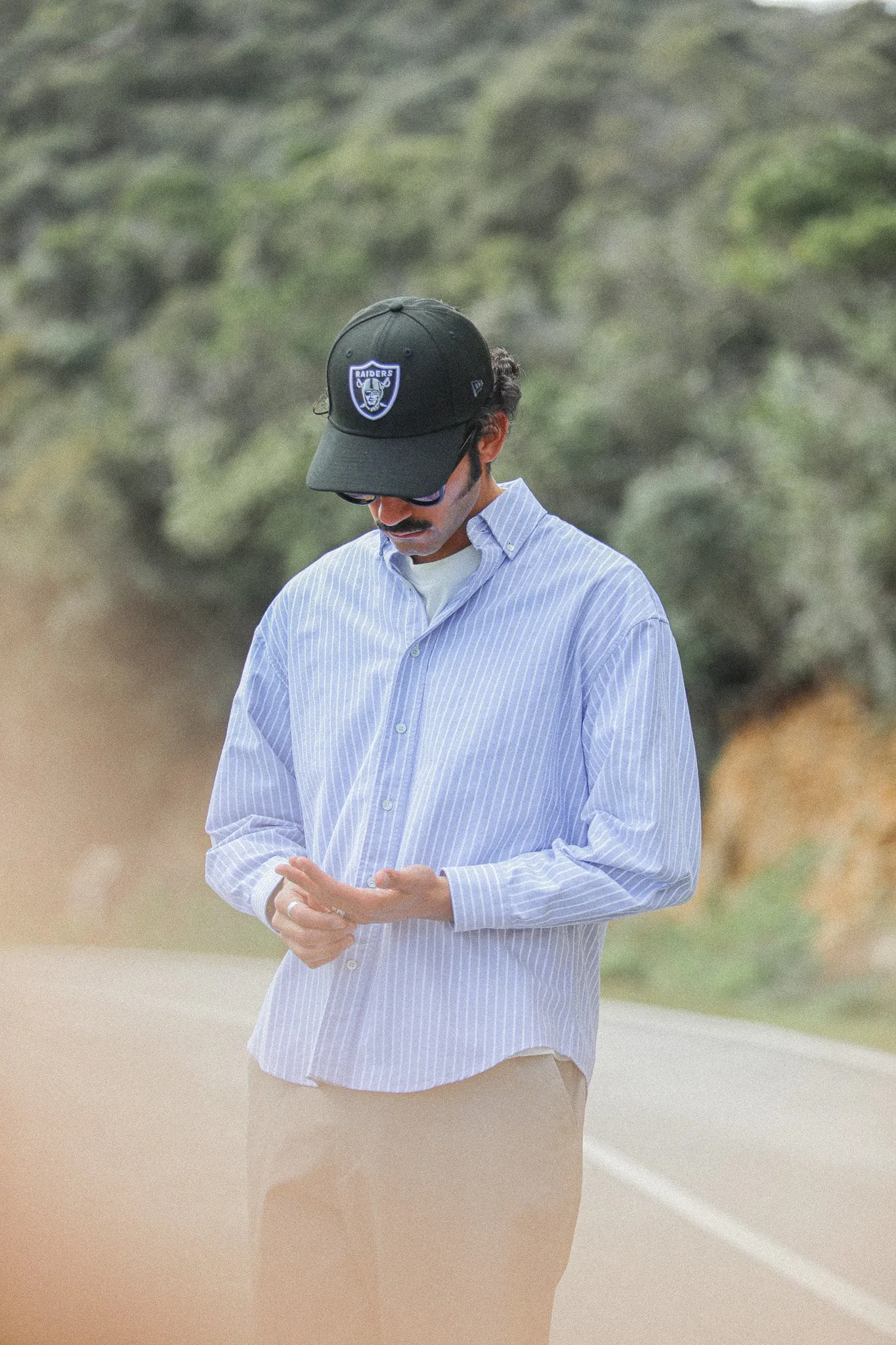 Chemise Oxford Rayures Larges Bleue - Modern Fit sold by Drapeau noir product image thumbnail 4