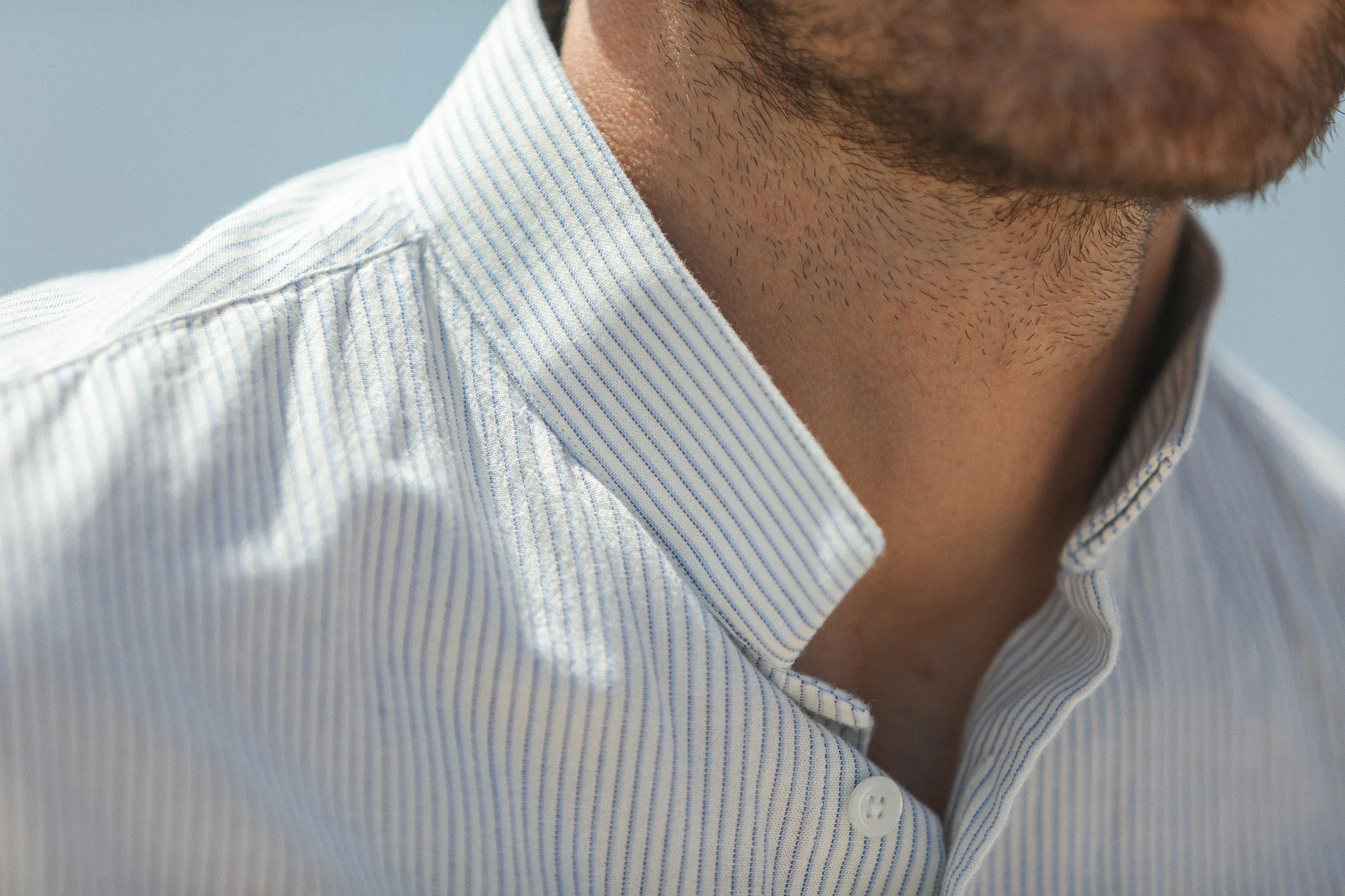 Chemise Oxford Rayée Crème à Rayures - Col Tailleur sold by Drapeau noir product image thumbnail 5