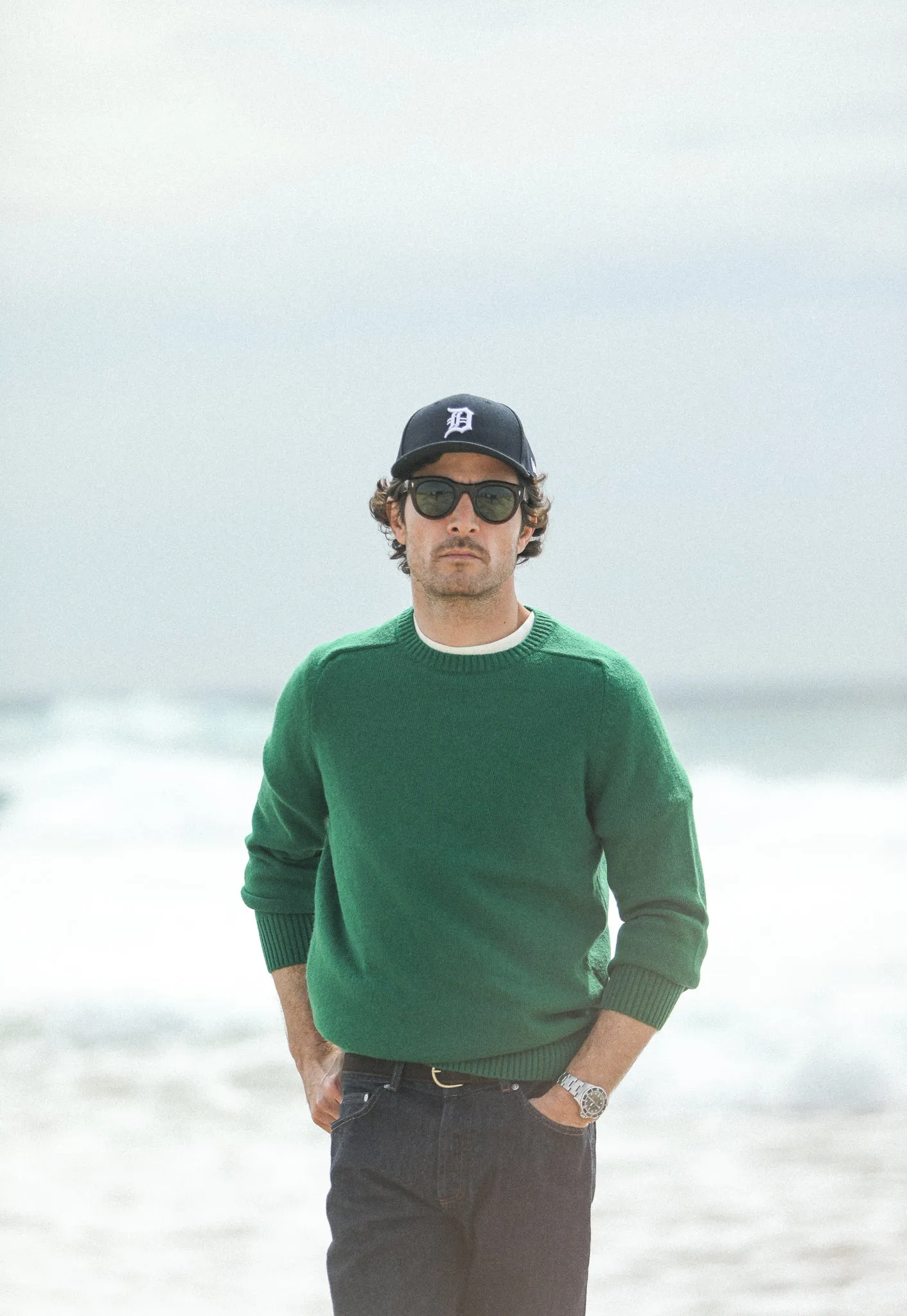 Pull Col Rond Lambswool Vert sold by Drapeau noir