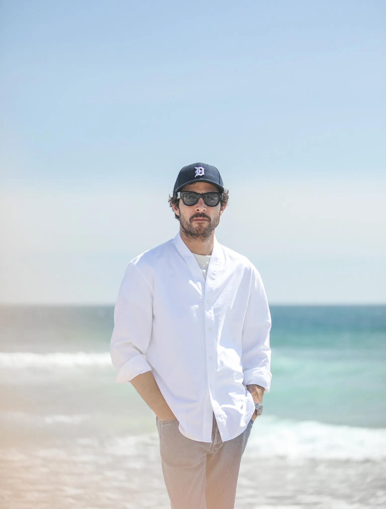Cardigan Shirt Oxford White sold by Drapeau noir
