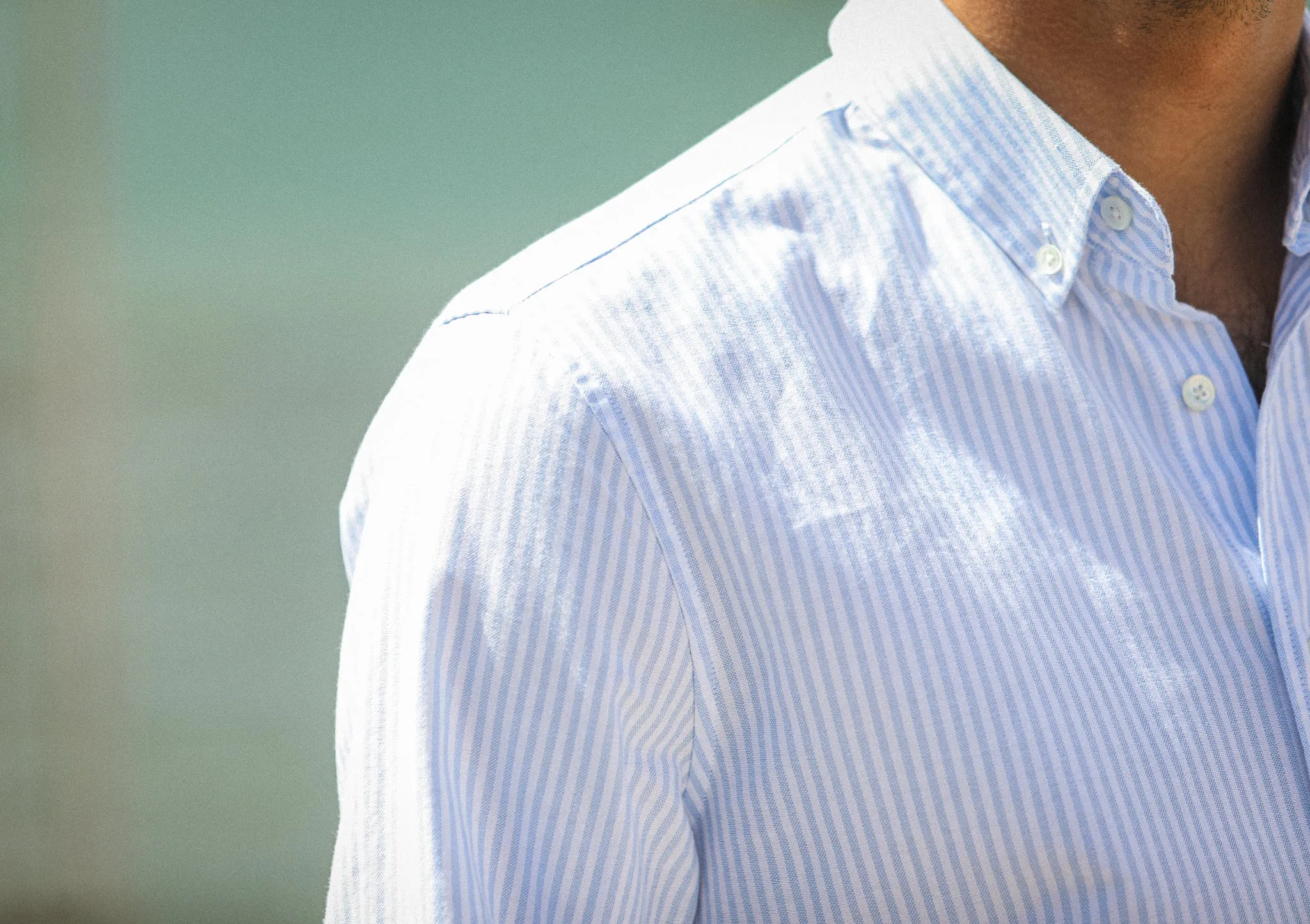 Chemise Oxford Rayée Bleu - Retro Fit sold by Drapeau noir product image thumbnail 5