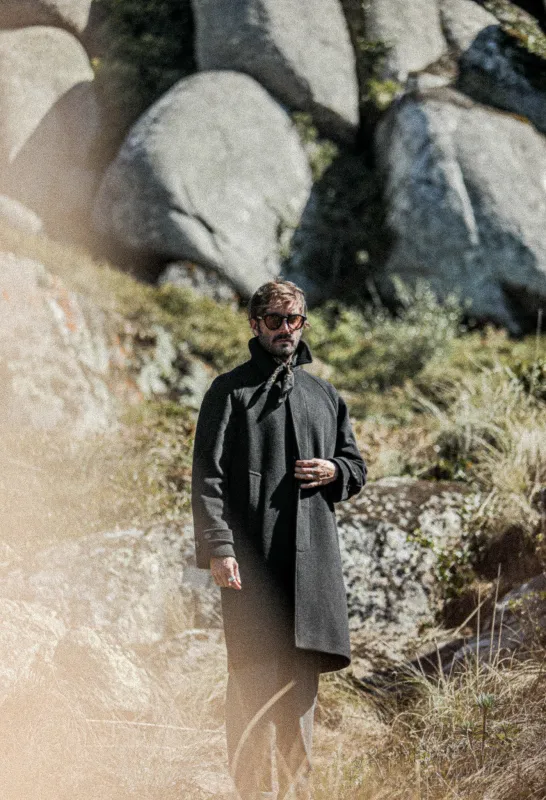 Manteau Balmaccan Laine & Cachemire Noir made by Drapeau noir
