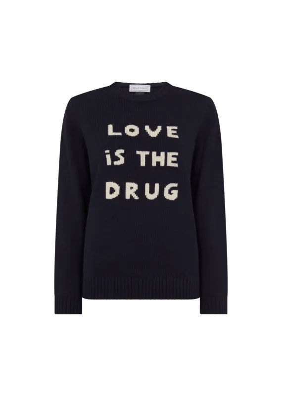 LOVE IS THE DRUG JUMPER | MARINE | XS sold by Bella Freud