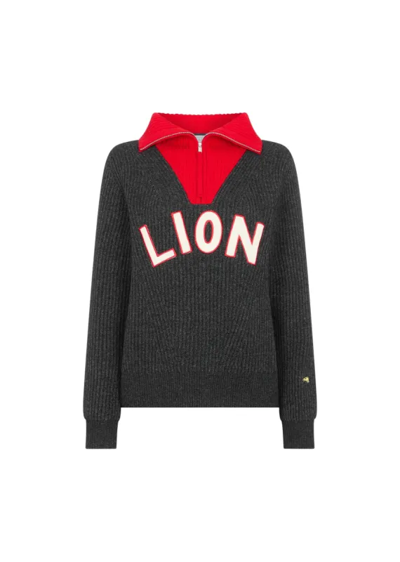 Varsity Lion Half Zip Up Jumper sold by Bella Freud