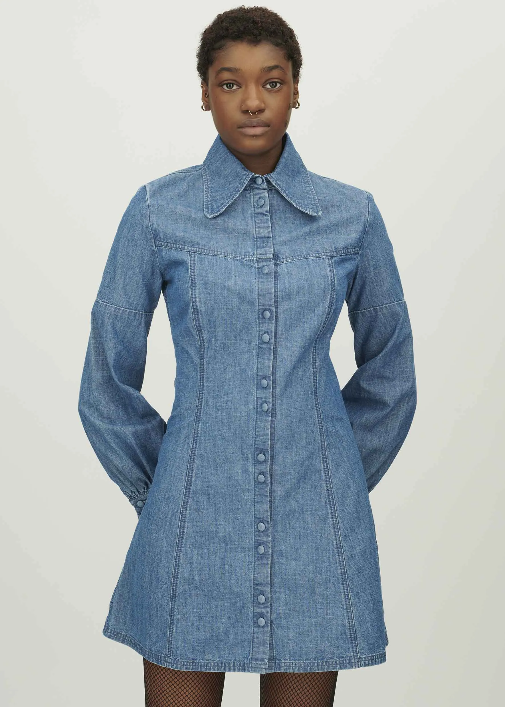 Chambray Mini Shirt Dress sold by Bella Freud product image thumbnail 3
