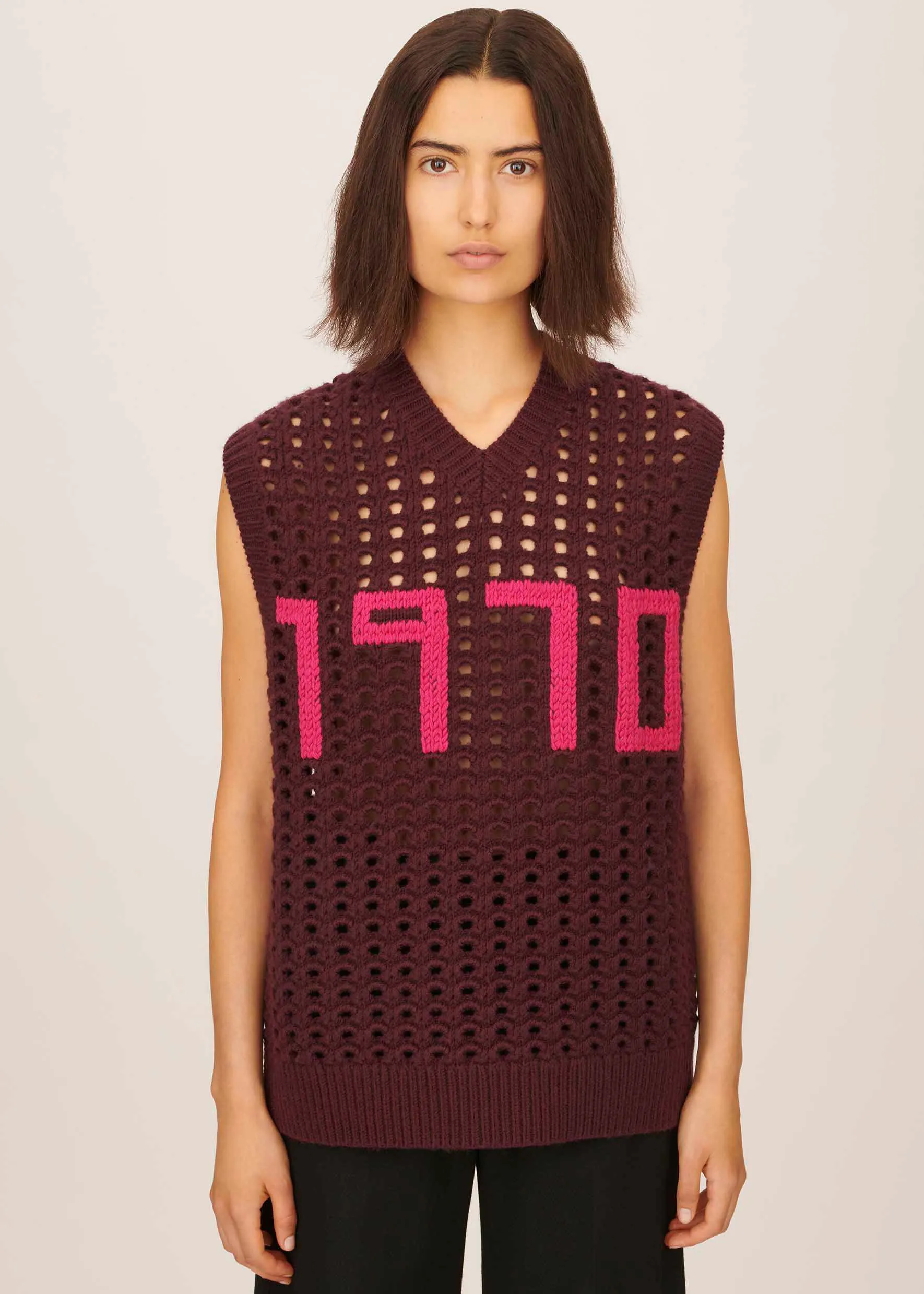 OPEN STITCH TANK | BURGUNDY | M/L sold by Bella Freud product image thumbnail 2