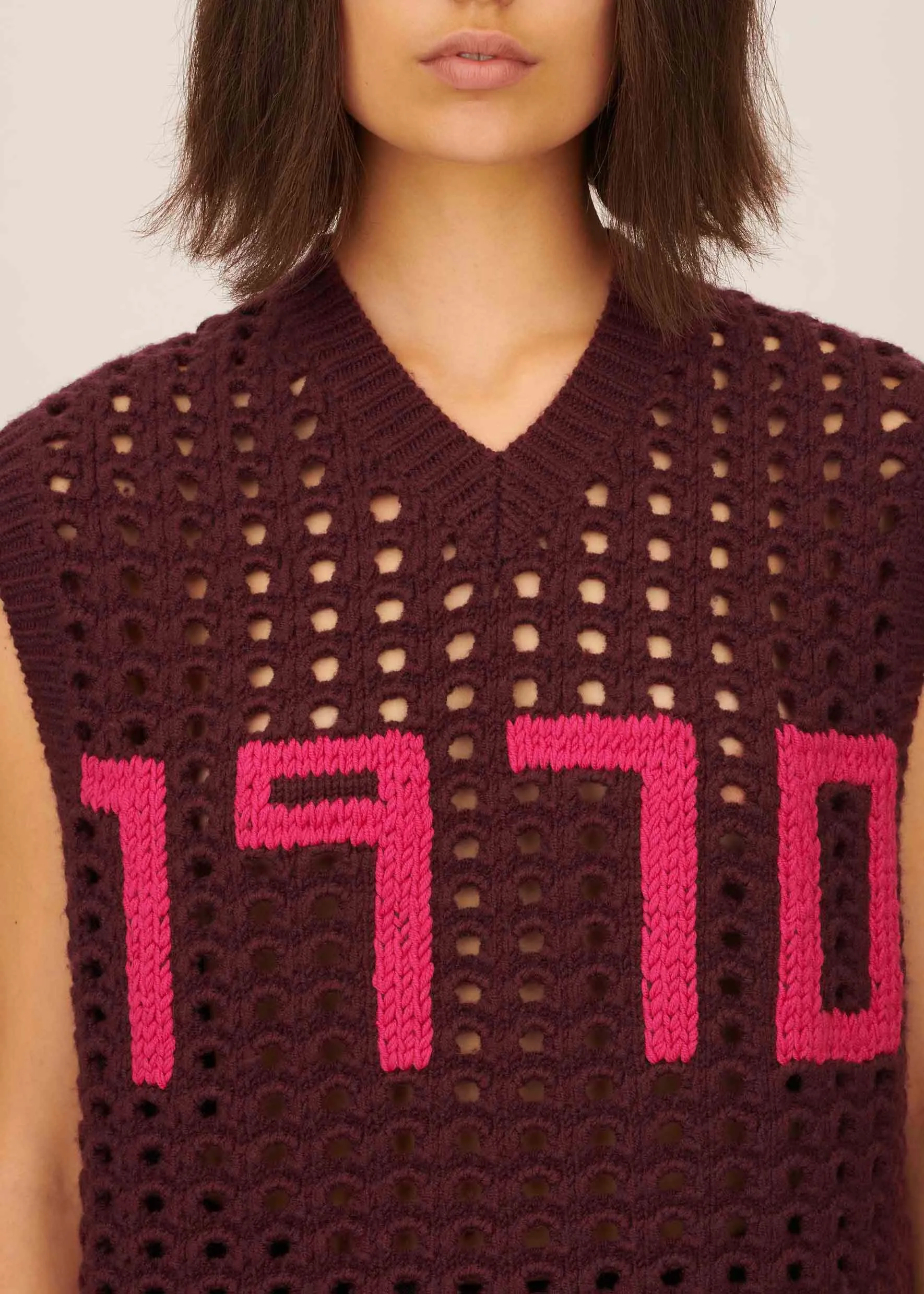 OPEN STITCH TANK | BURGUNDY | M/L sold by Bella Freud product image thumbnail 3