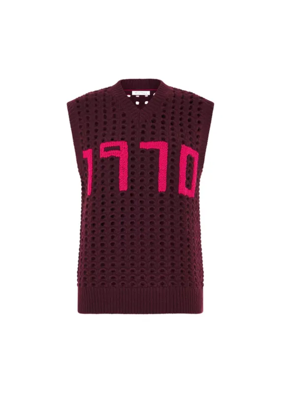 OPEN STITCH TANK | BURGUNDY | M/L sold by Bella Freud