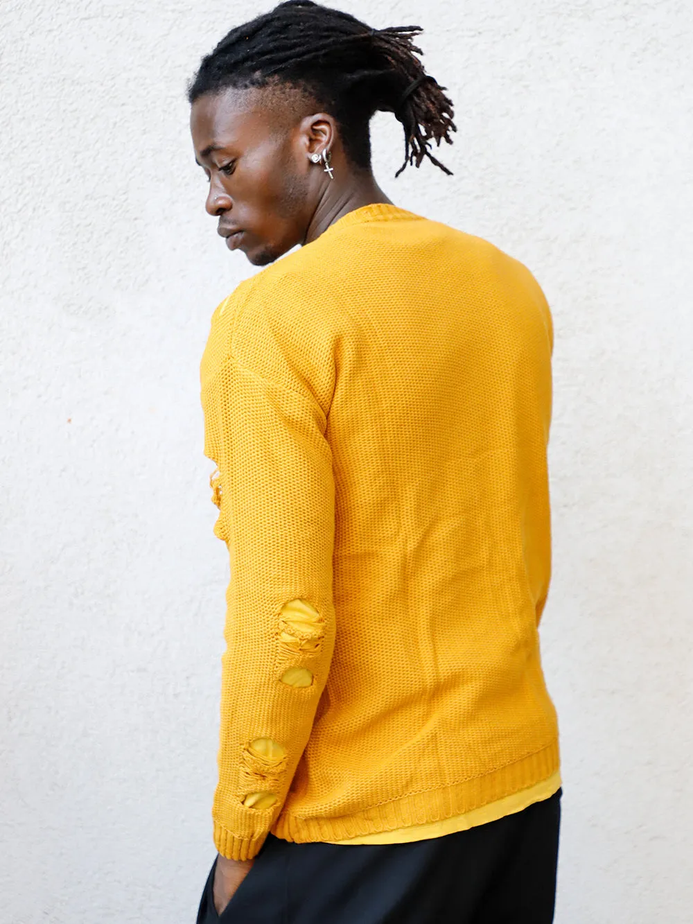 DISTRESSED DOUBLE LAYER SWEATER // MUSTARD sold by Sernes product image thumbnail 3