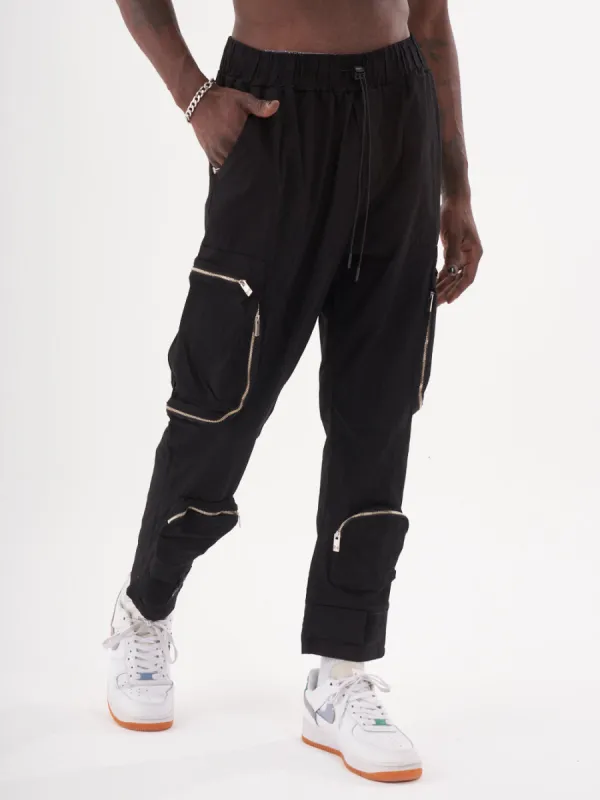MULTI-ZIPPER POCKET JOGGER // BLACK sold by Sernes