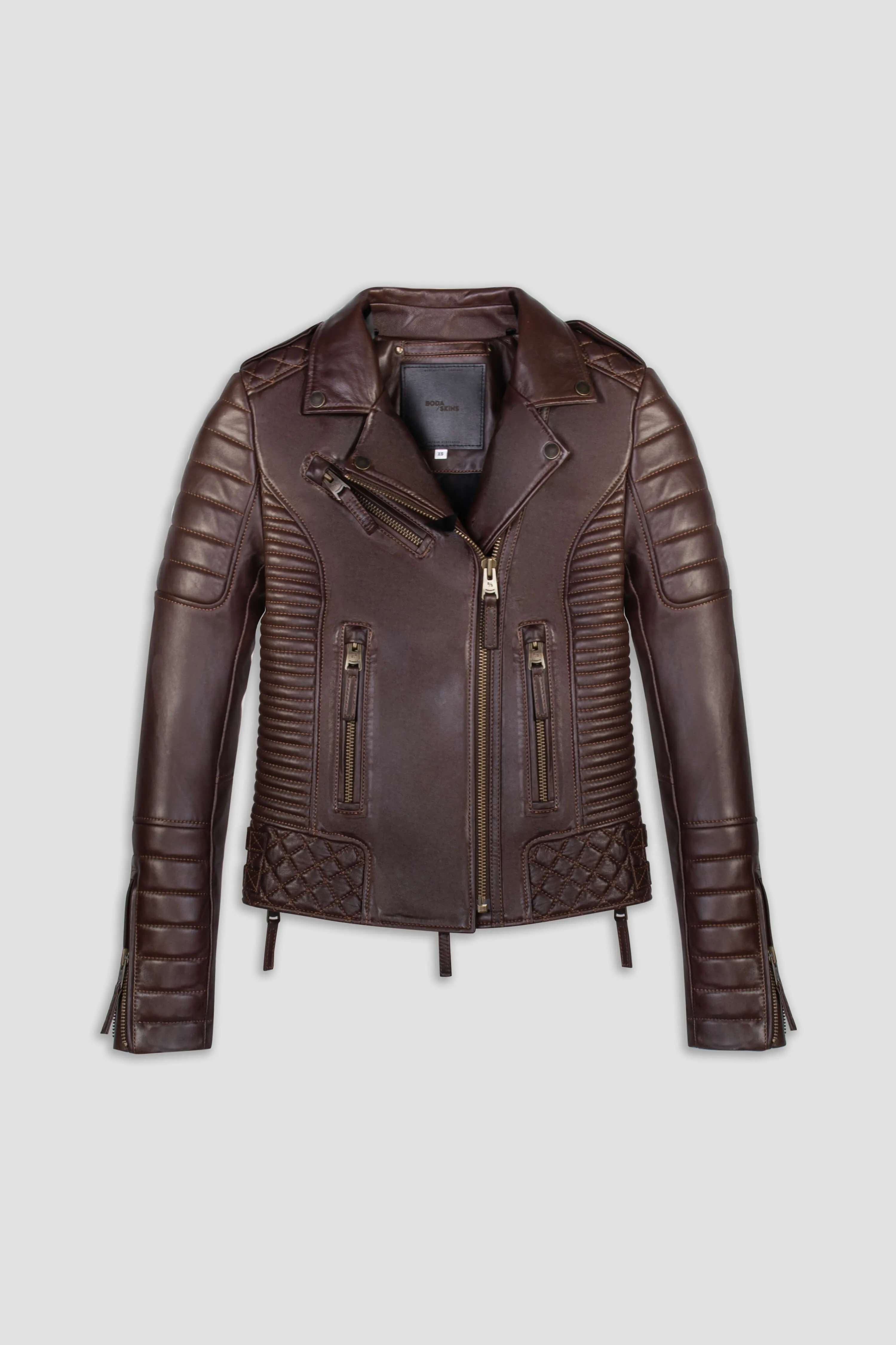 Kay Michaels 3.0: Antique Brown Leather Jacket (Woman) sold by Boda Skins