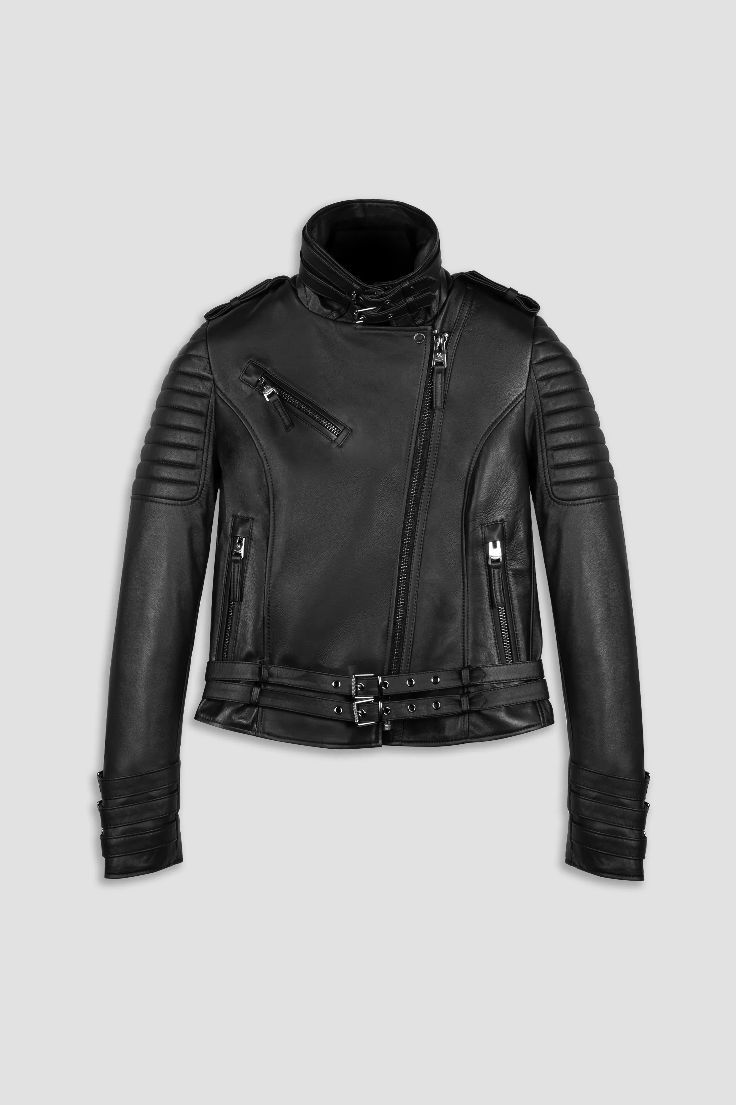 Jaws 3.0 Gloss Black Hardware Leather Jacket sold by Boda Skins product image thumbnail 3