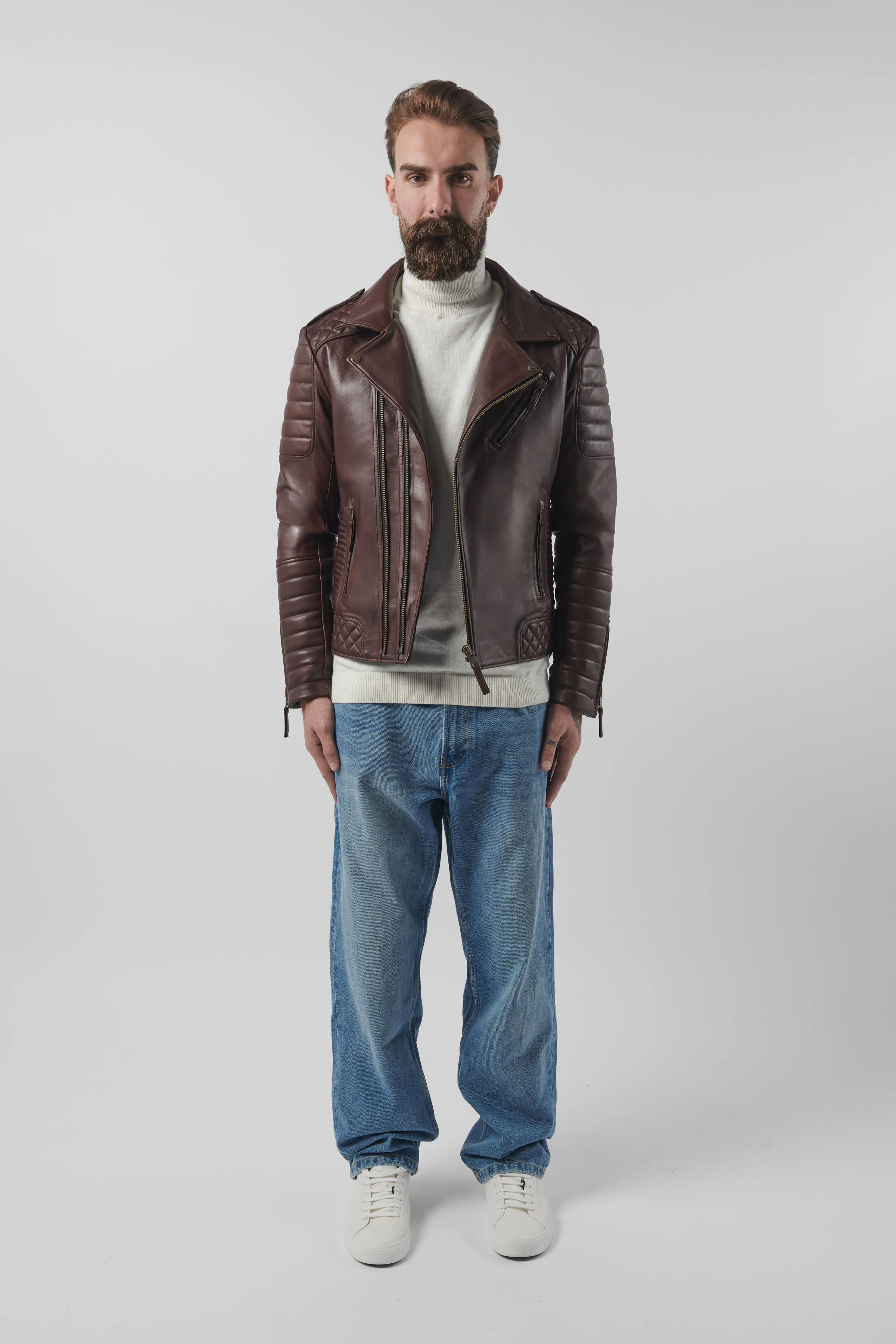 Kay Michaels 3.0: Antique Brown Leather Jacket (Man) sold by Boda Skins product image thumbnail 4