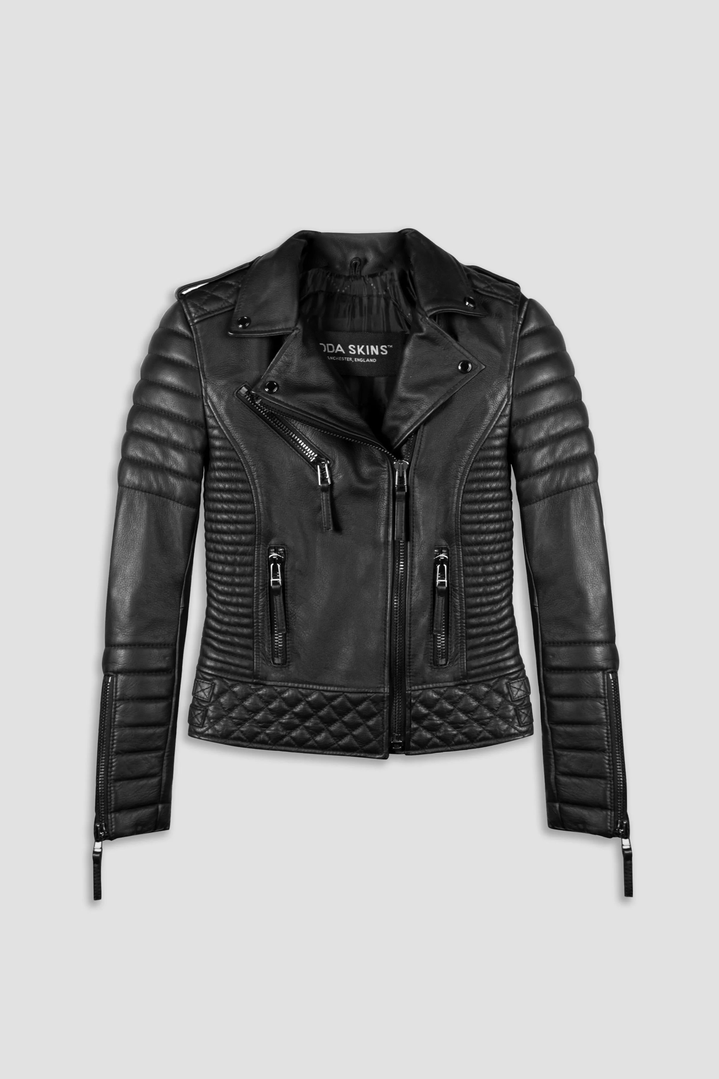 Kay Michaels: Biker Protection Leather Jacket (Woman) sold by Boda Skins