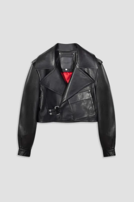 Cropped Blouson Black Leather Jacket sold by Boda Skins