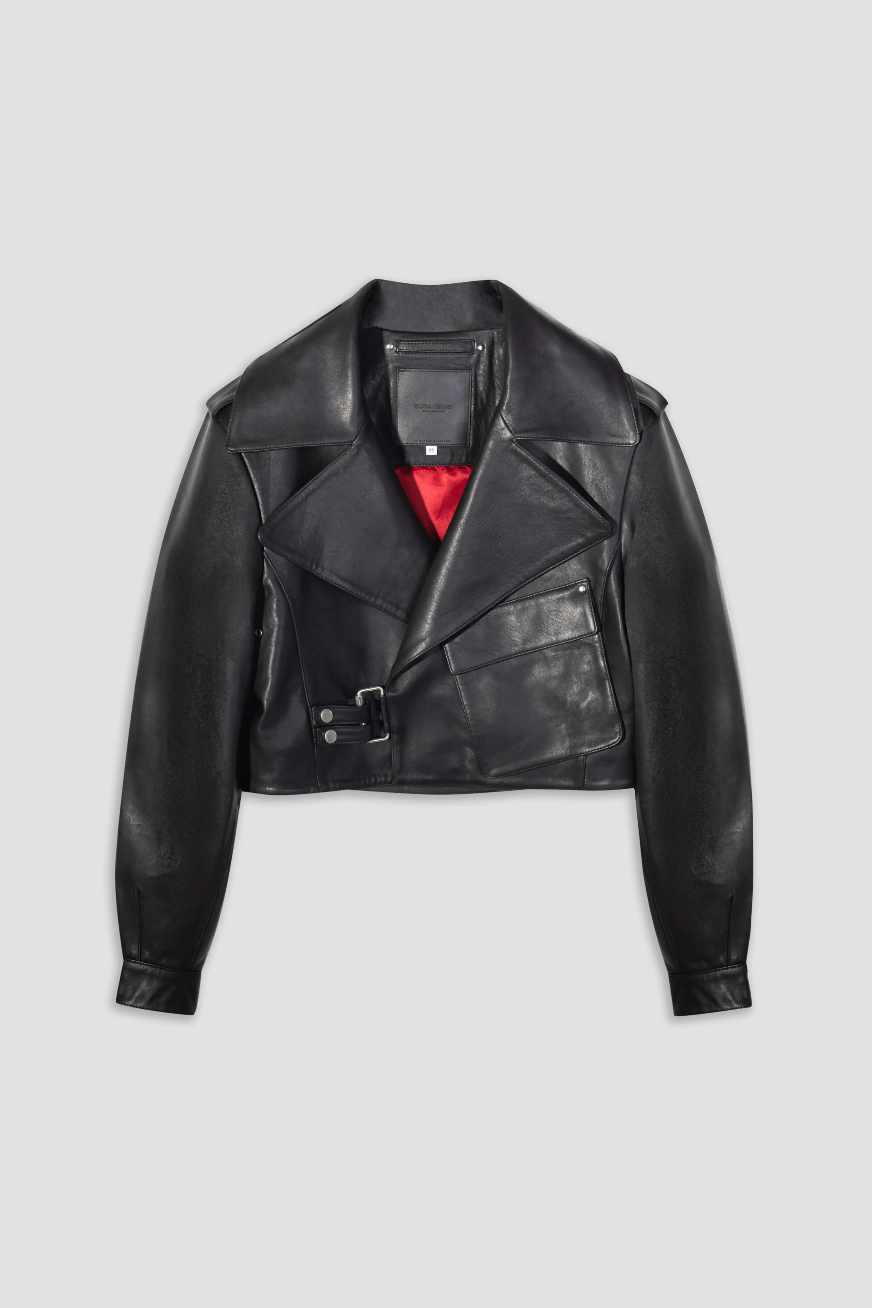 Cropped Blouson Black Leather Jacket sold by Boda Skins
