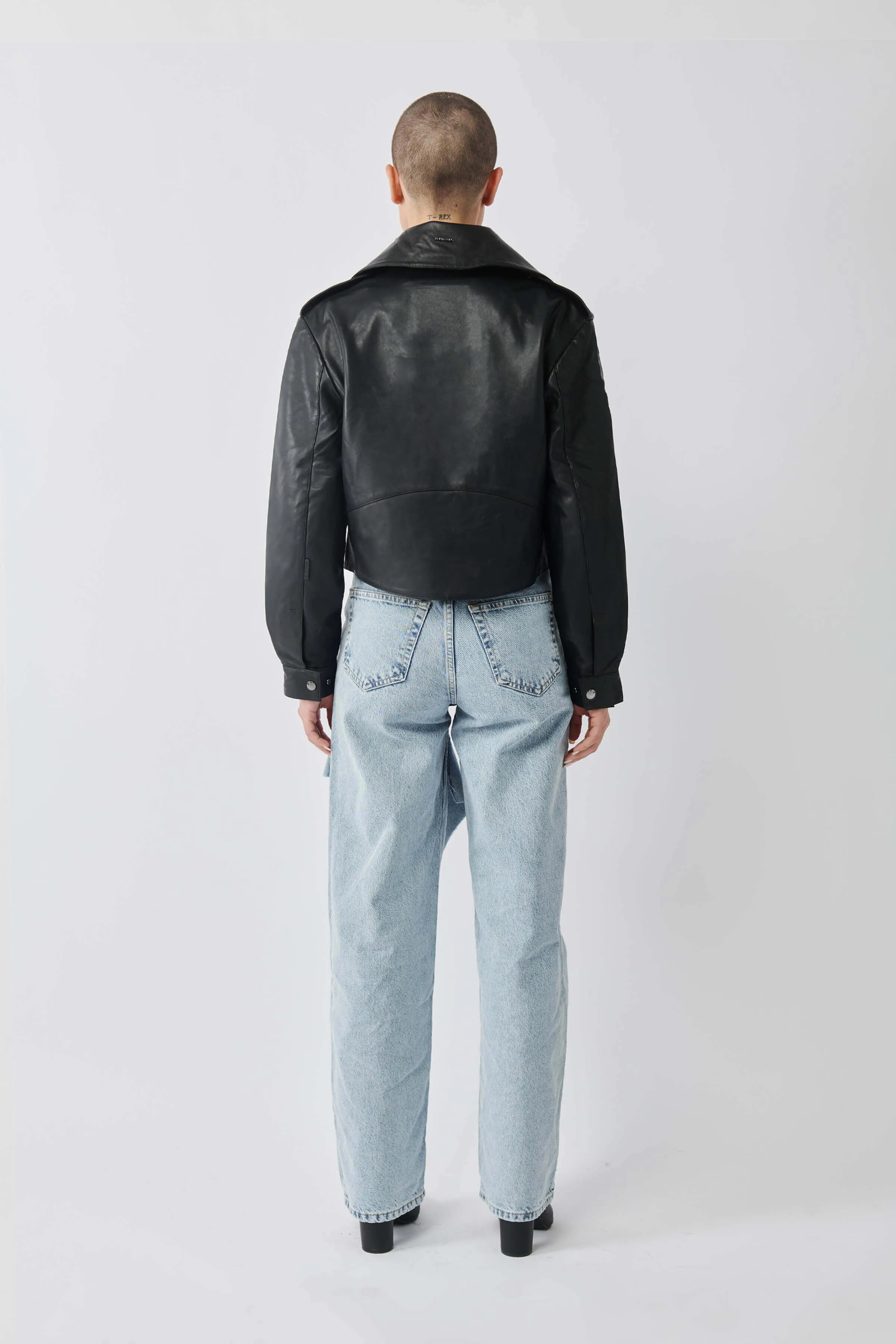 Cropped Blouson Black Leather Jacket sold by Boda Skins product image thumbnail 5