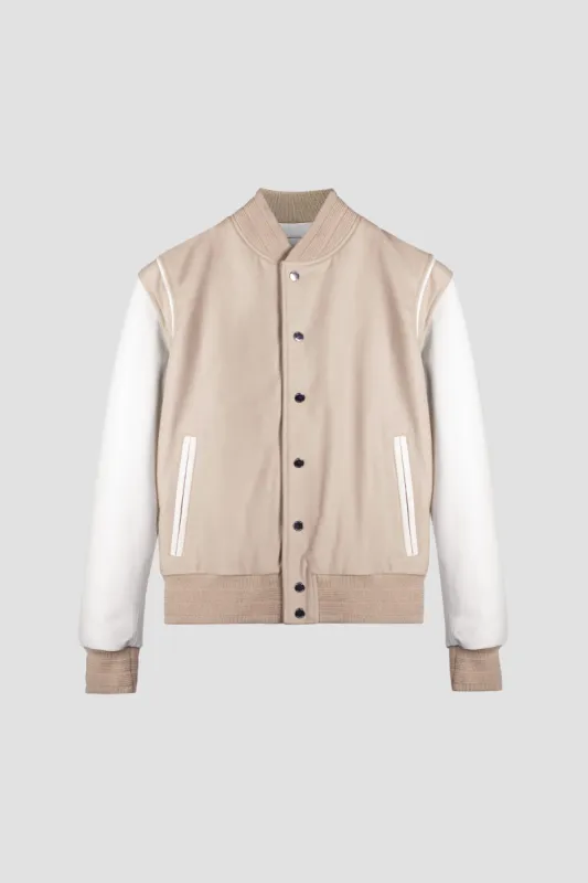 Varsity Jacket Tall: Ecru (Man) sold by Boda Skins