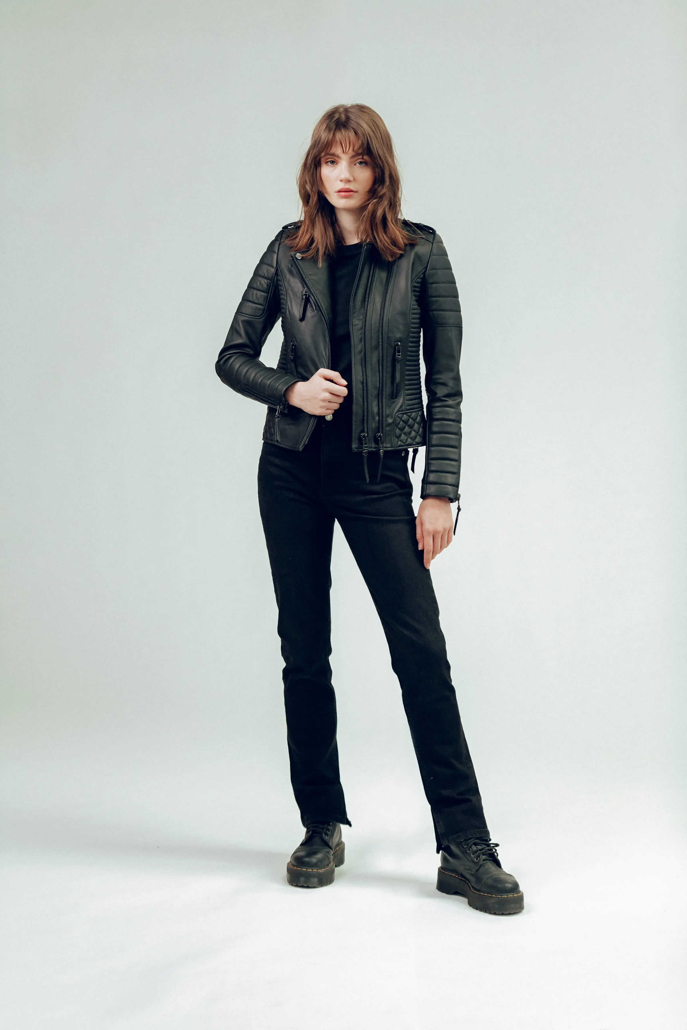 Kay Michaels 2.0 Leather Jacket Gun Metal Hardware (Woman) sold by Boda Skins product image thumbnail 3