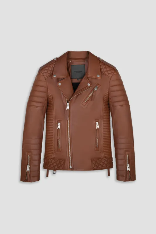 Kay Michaels 3.0: Retro Brown Leather Jacket (Man) sold by Boda Skins