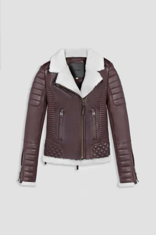 Kay Michaels 3.0: Antique Brown Shearling Jacket (Woman) sold by Boda Skins