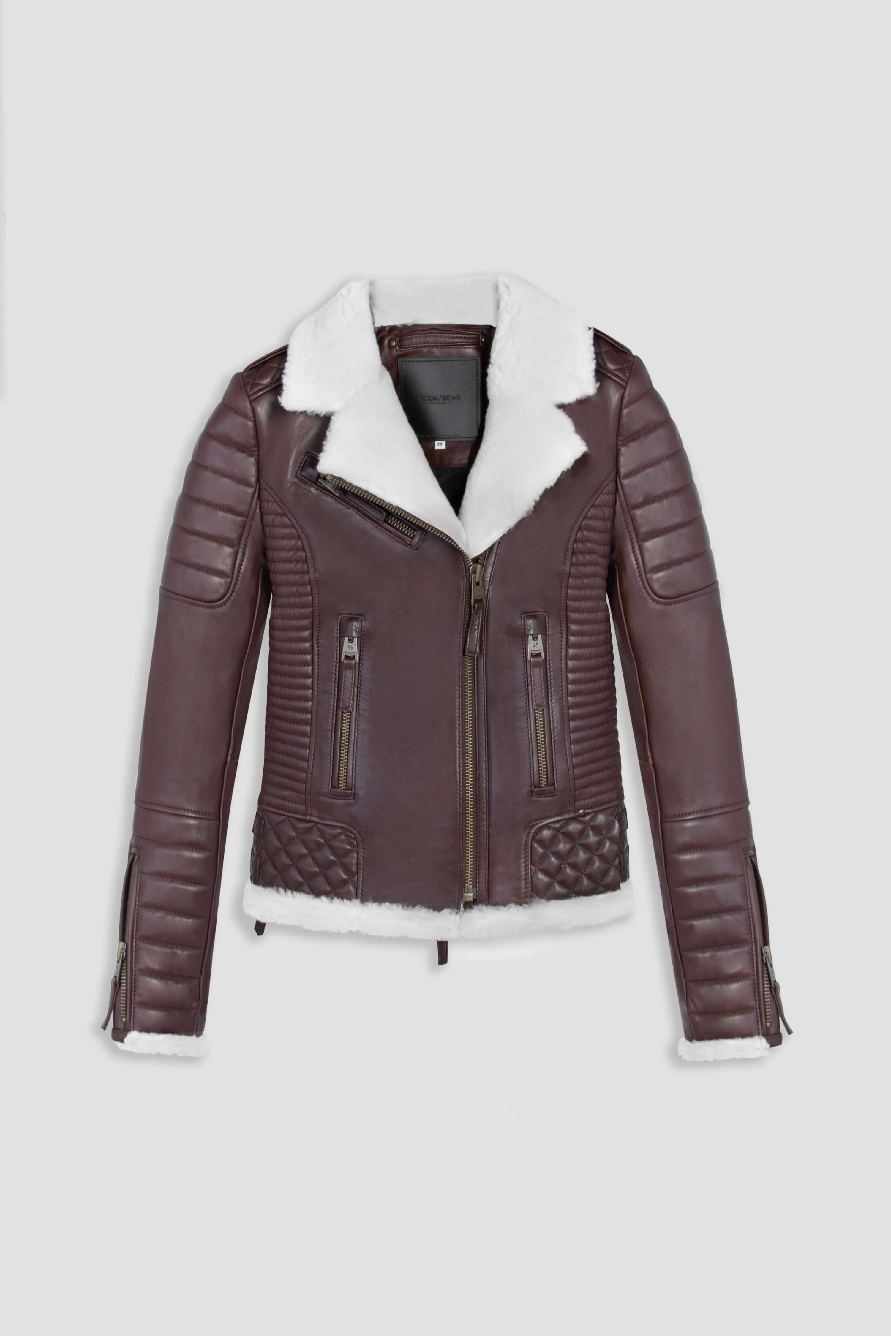 Kay Michaels 3.0: Antique Brown Shearling Jacket (Woman) sold by Boda Skins