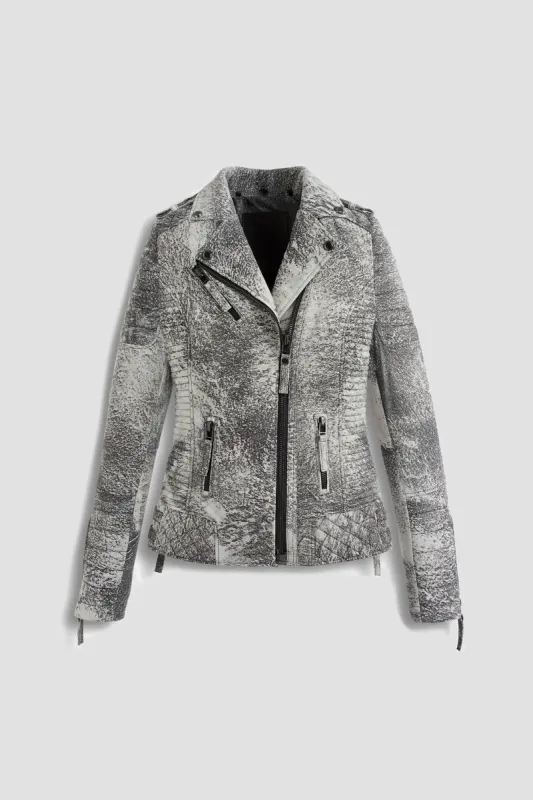 Kay Michaels 2.0: Storm Grey Leather Jacket (Woman) sold by Boda Skins