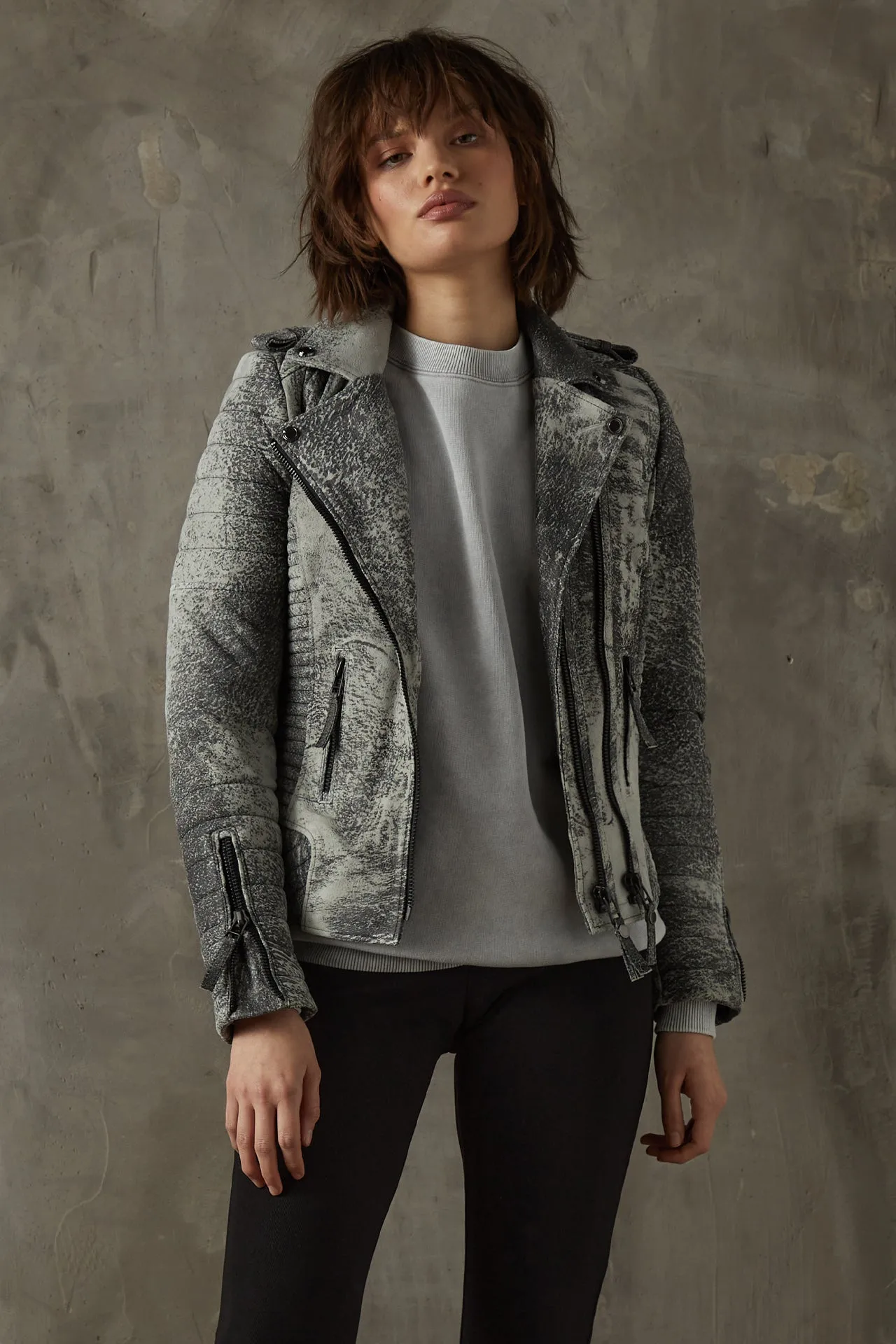 Kay Michaels 2.0: Storm Grey Leather Jacket (Woman) sold by Boda Skins product image thumbnail 4