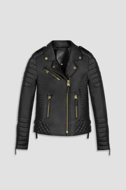 Kay Michaels 3.0 Gold Hardware Leather Jacket (Woman) sold by Boda Skins