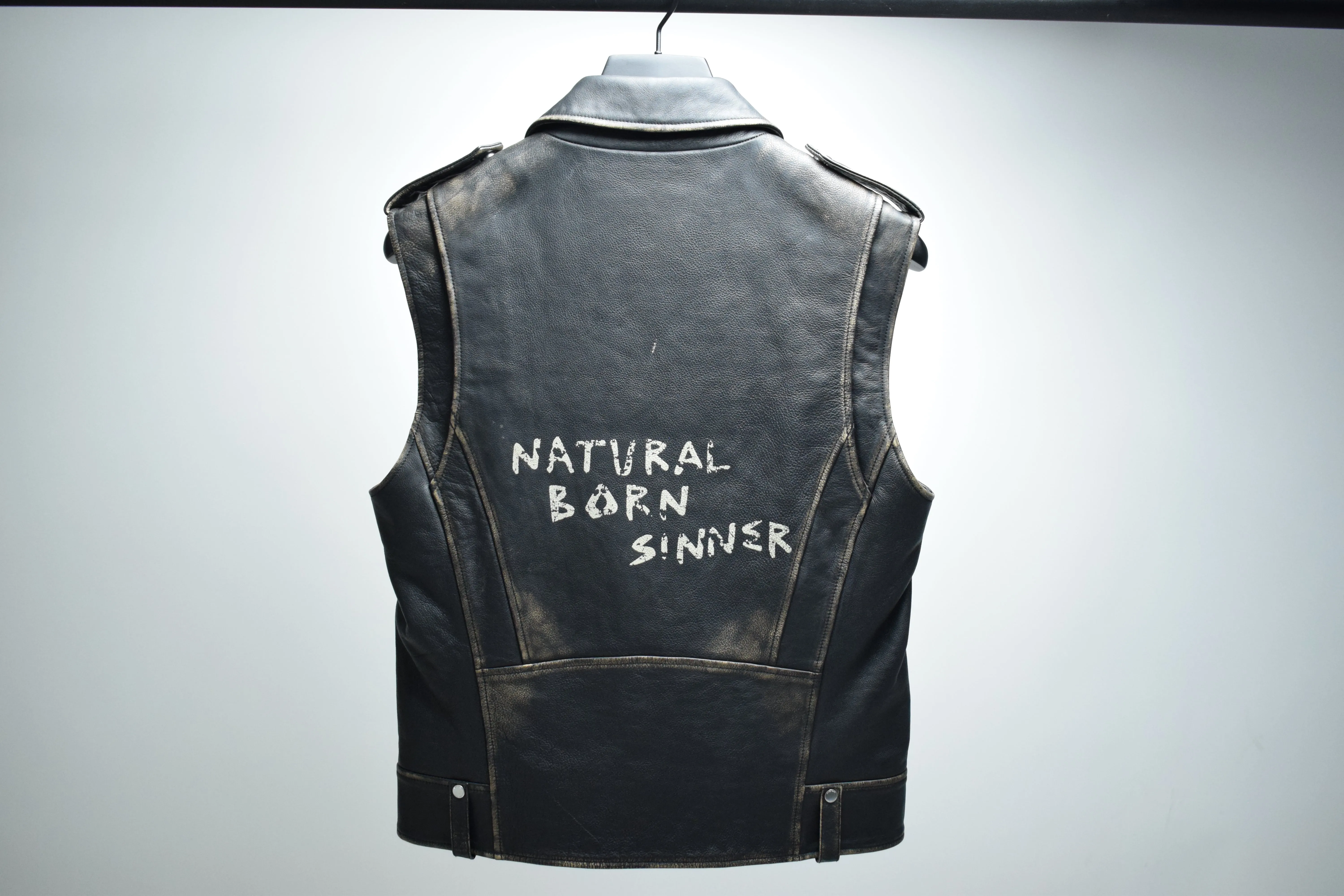 SM036 / Natural Born Sinner Leather Gilet (MEN'S) sold by Boda Skins product image thumbnail 2