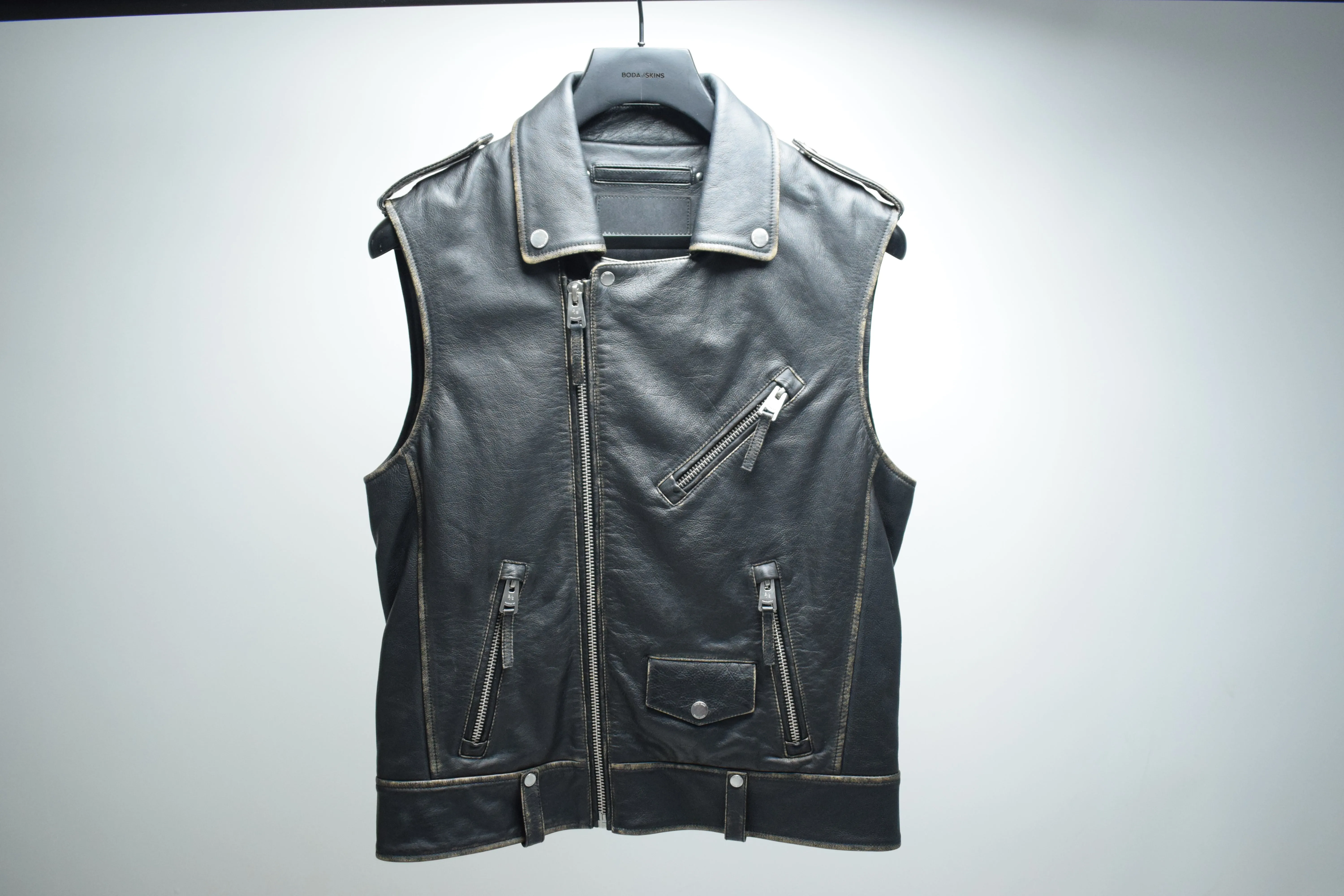 SM036 / Natural Born Sinner Leather Gilet (MEN'S) sold by Boda Skins