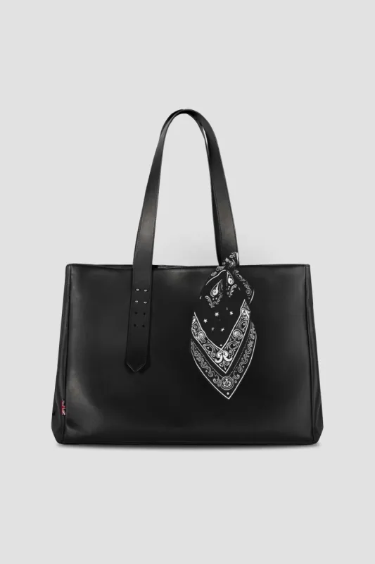 Leather Tote Bag: BLACK BANDANA sold by Boda Skins